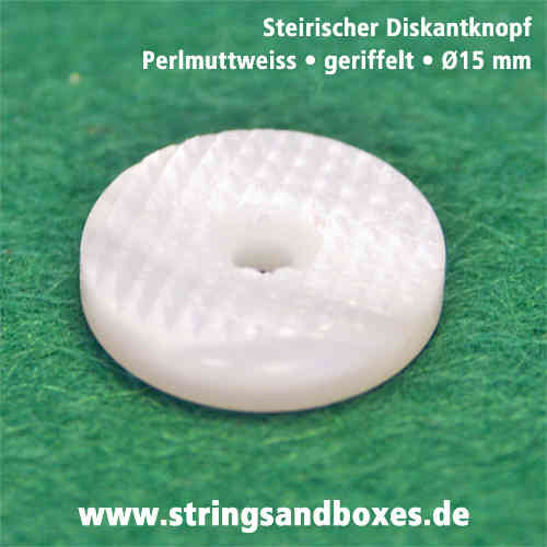 Styrian treble button • pearl white 1 • grooved